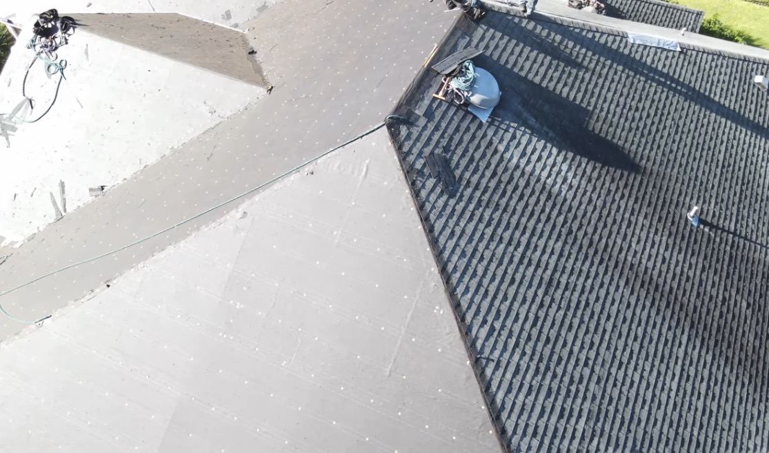 Roof deck stripped and new underlayment going down